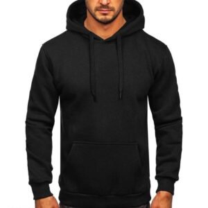 1PC Men’s Fleece Plain Hoodie, Black