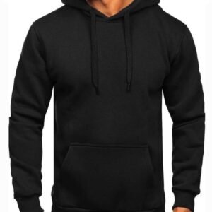 1PC Men’s Fleece Plain Hoodie, Black