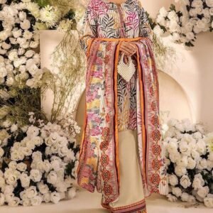 3Pc Digital Printed Unstitched Suit – KOK18