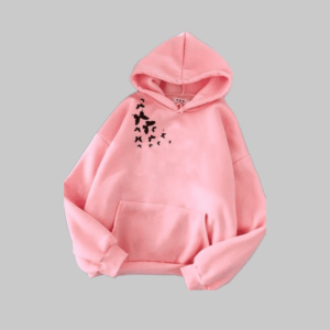 1 Pc Stitched Cotton Printed Hoodie for Women, Pink