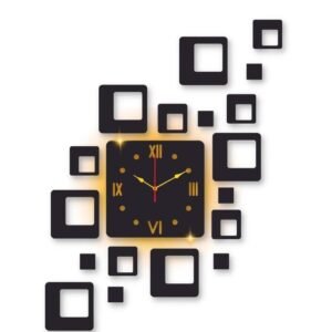 Square Design Laminated Wall Clock with Backlight