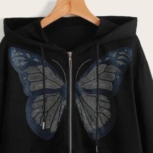 1 Pc Stitched Cotton Printed Hoodie For Women