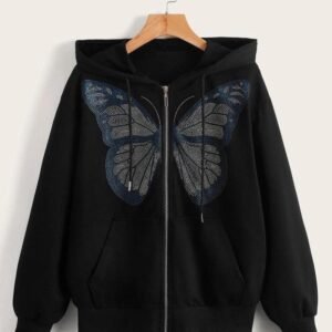 1 Pc Stitched Cotton Printed Hoodie For Women