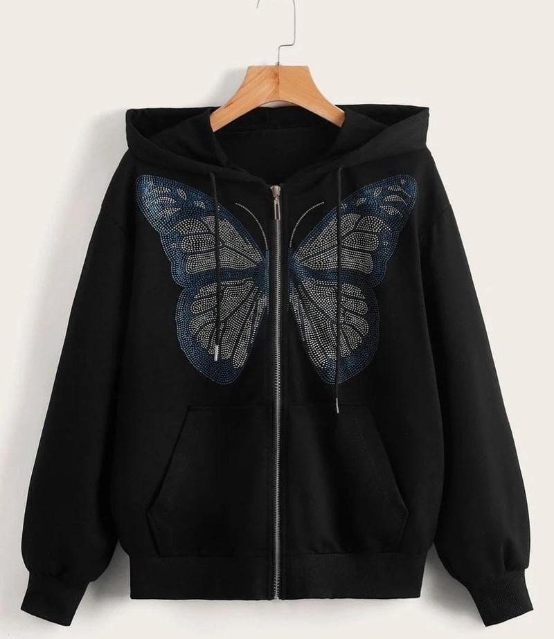 1 Pc Stitched Cotton Printed Hoodie For Women