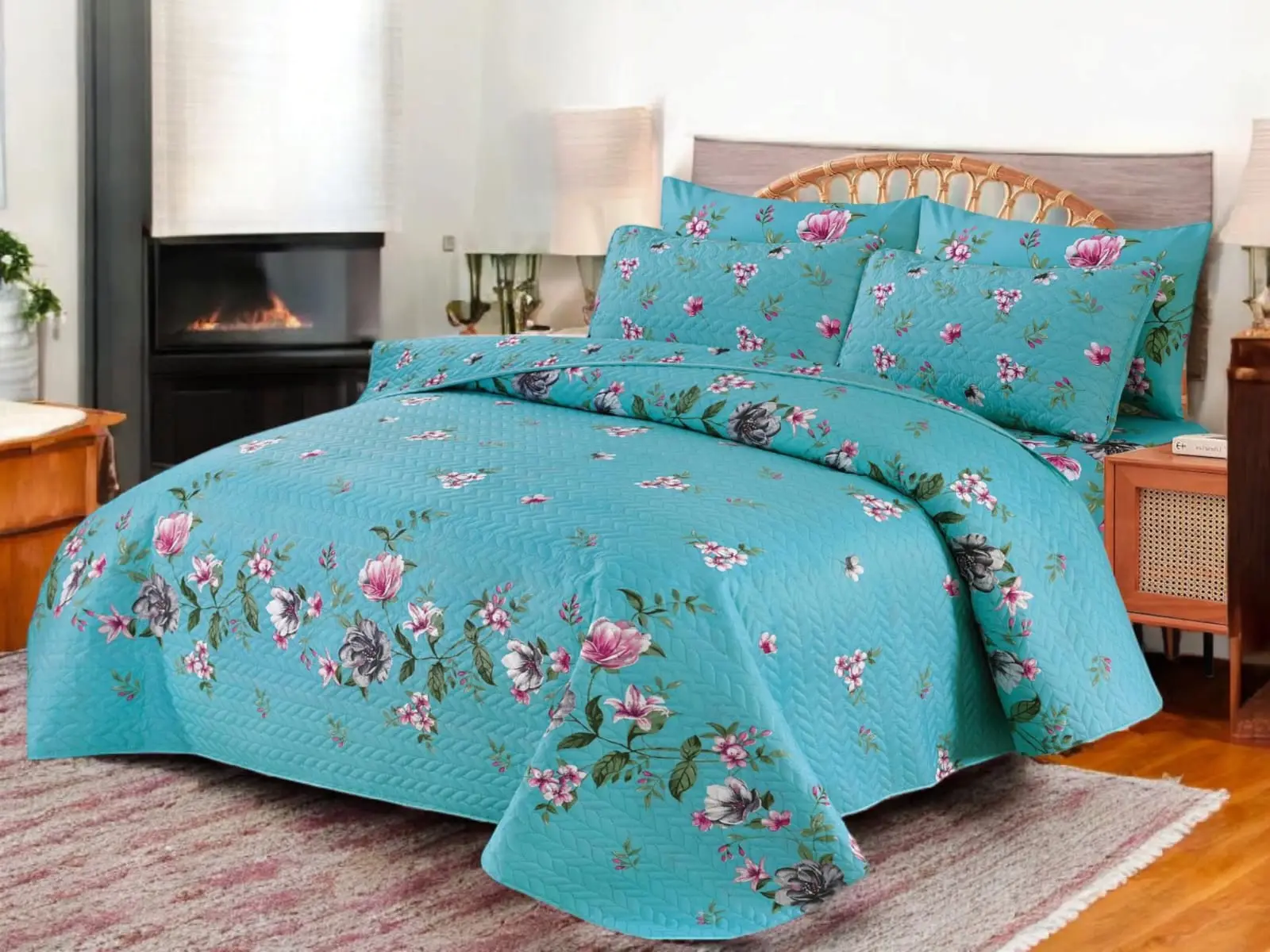 Salonika Cotton King Size Bedsheet Set with Pillow Covers – Printed Design - Image 2