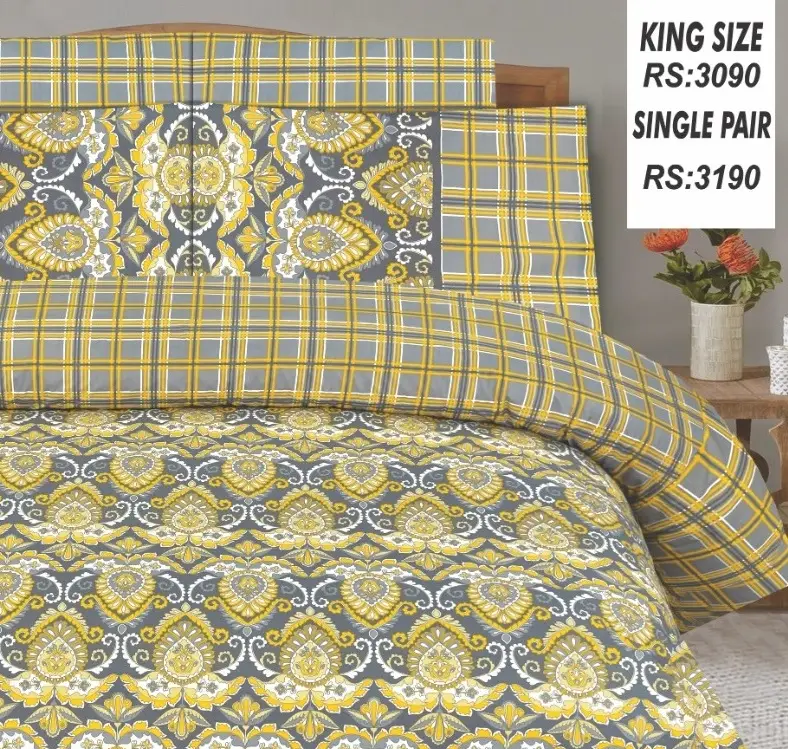 Luxury Ultrasonic Microfiber King Bedsheet Set – Silky Soft, Breathable & Lifetime Color Warranty YELLOW - Image 3