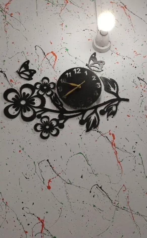 3D Flower Wooden Wall Clock With LED Light - Image 5