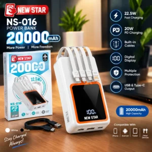 20000mAh Portable Power Bank – Travel-Ready, Fast Charging, 3 Device Support (1 Pcs)