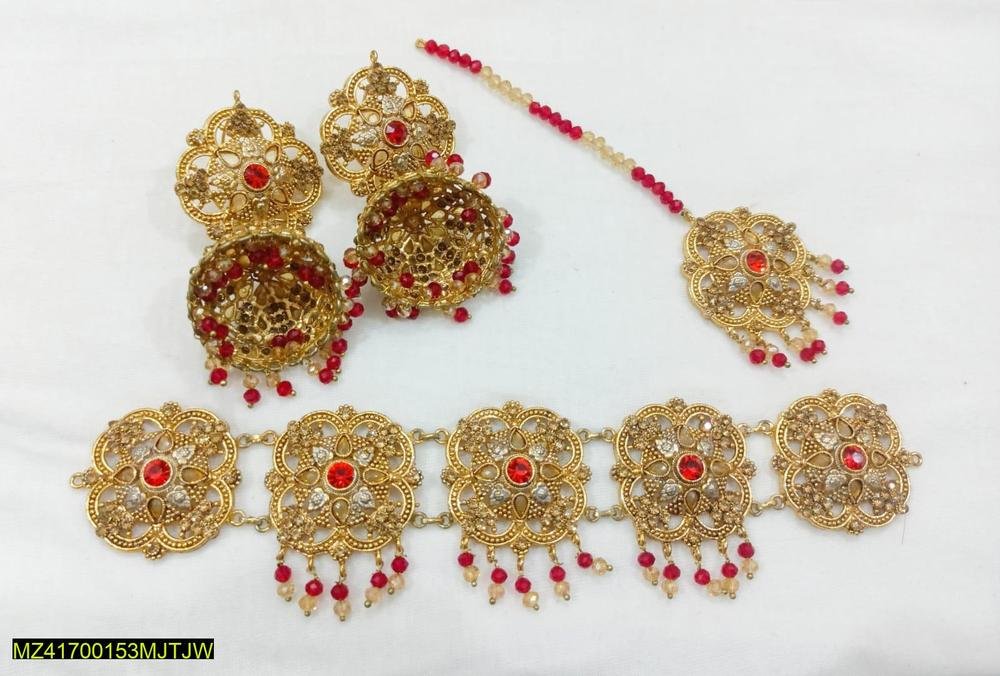 Golden Floral Choker Set for Weddings Parties - Image 3