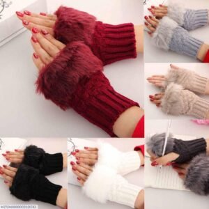 Winter Fur Lined Gloves for Men Women Warm Cozy