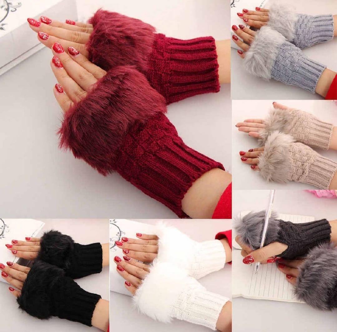 Winter Fur Lined Gloves for Men Women Warm Cozy