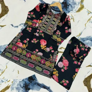 2 Pcs Girl’s Lawn Embroidered Kurta And Pajama